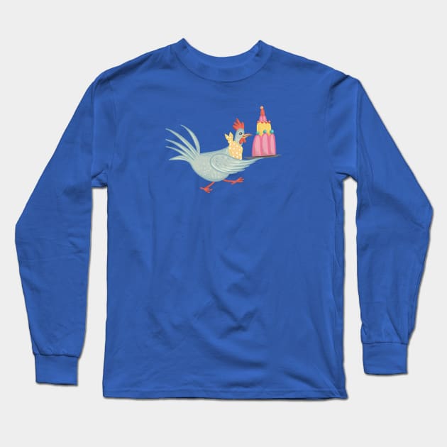 Chicken with Cake Long Sleeve T-Shirt by Das Brooklyn